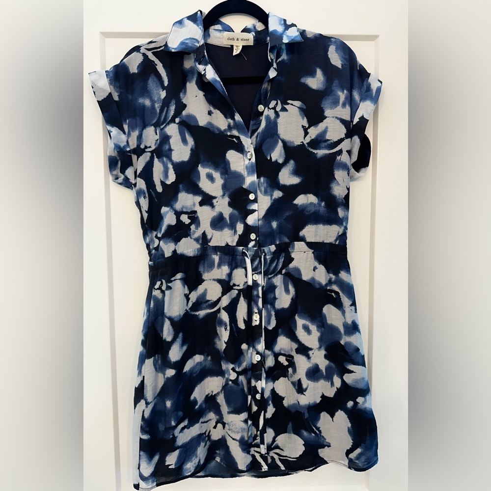Cloth And Stone- Cinched Waist Mini Shirt Dress- XS